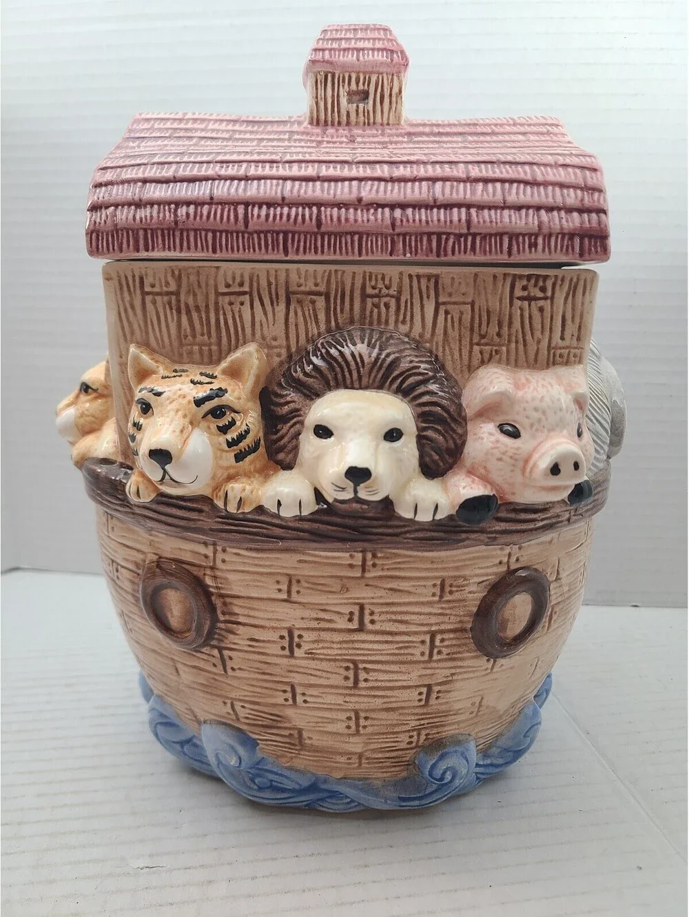 Noah's Ark Vigor Ceramics Cookie Jar w/ Lid Vintage 1980s EUC